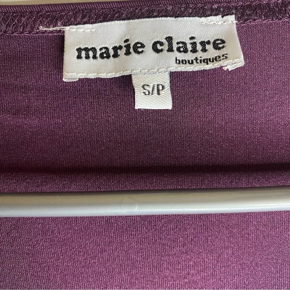 Marie Claire Abstract Whimsy Floral Festival V-neck Tunic Shirt Purple Zipper S - Picture 3 of 9